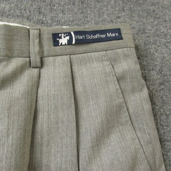 Hart Schaffner Marx Dress Pants Mens 36 Wool Cashmere Gray Pleated Unhemmed - Picture 12 of 16